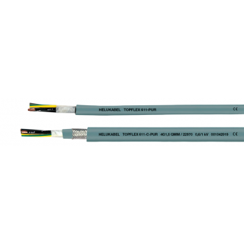 Кабель TOPFLEX 611-PUR и TOPFLEX 611-C-PUR Питающий кабель для двигателей 0,6/1 кВ, пригоден для использования в тяговых цепях, без галогенов
