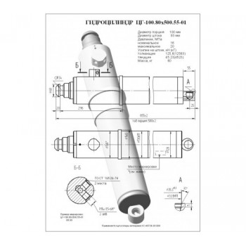 Гидроцилиндр опоры ЦГ-100.80.500.55.01 (КС-45726.31.200)