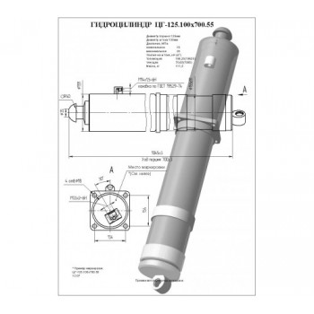 Гидроцилиндр опоры ЦГ-125.100х700.55 (КС-45717.31.200)